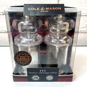 Cole & Mason Precision Salt & Pepper Mill Set Acrylic Gift Set NWT